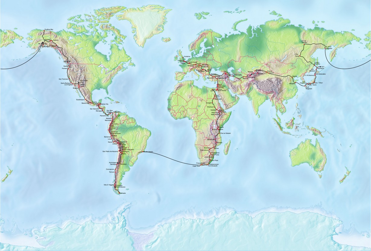 cycle round the world map