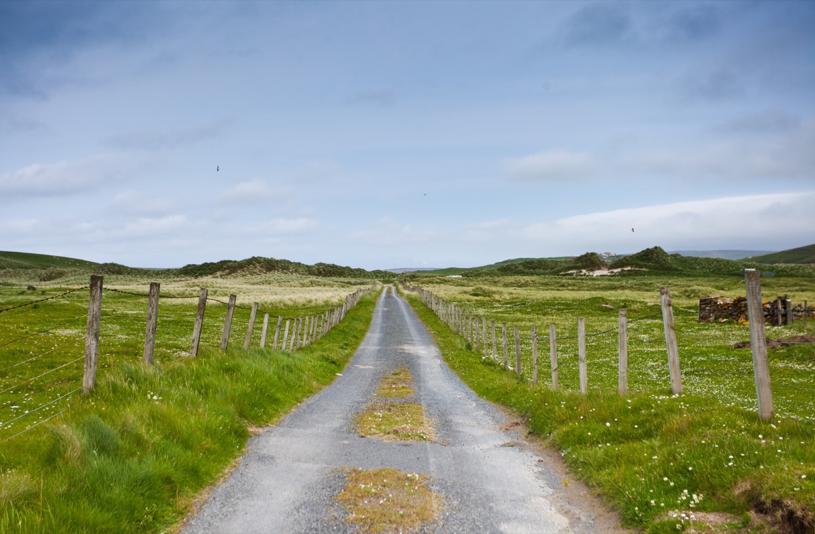 road track meadow sky shetlands