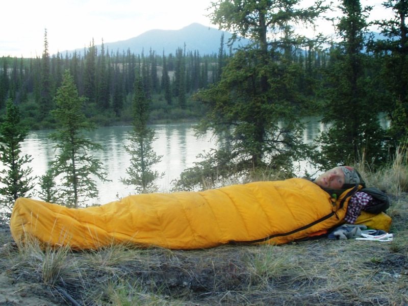 camping on the banks of the Yukon