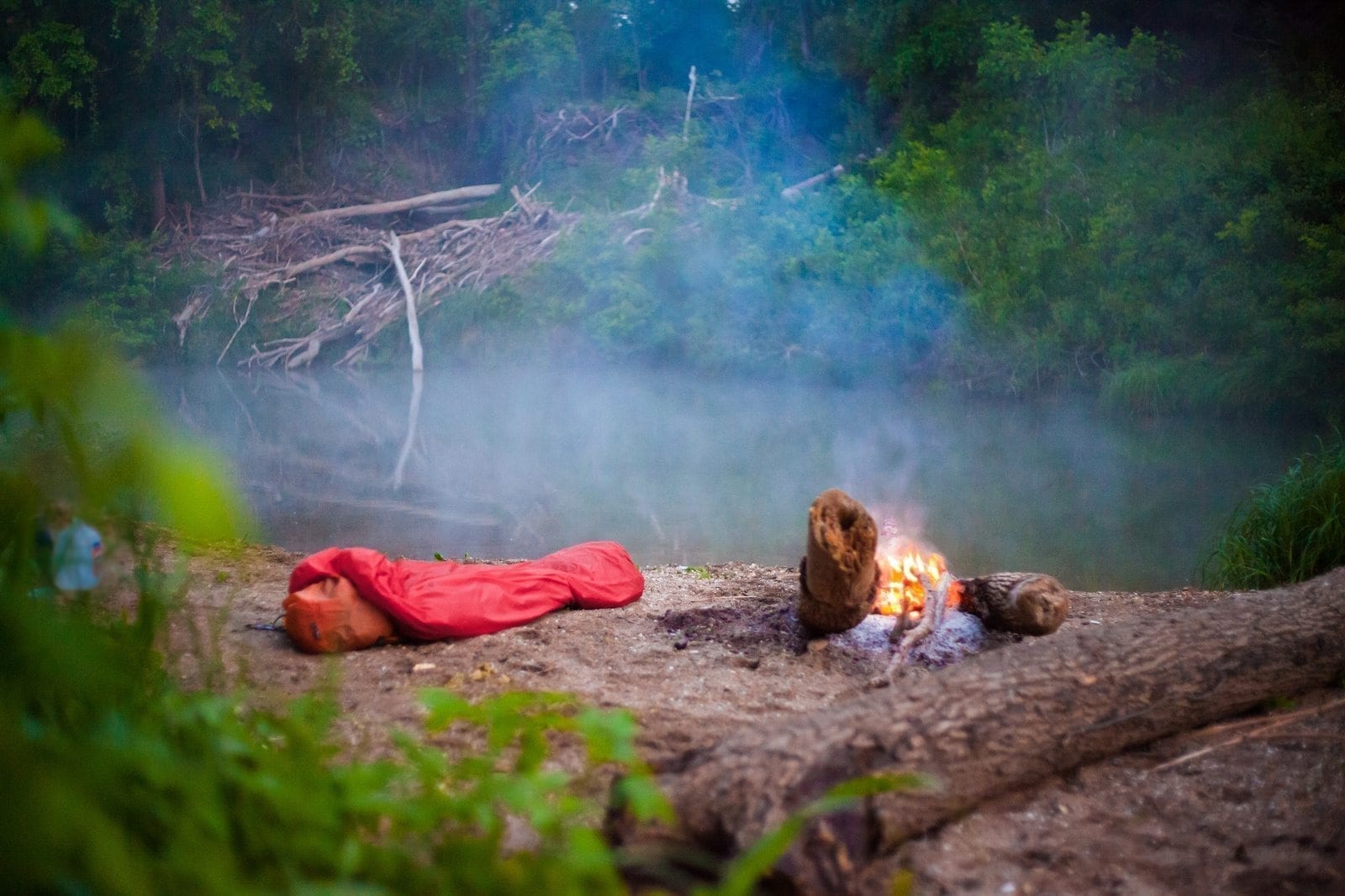 bivvy river texas campfire