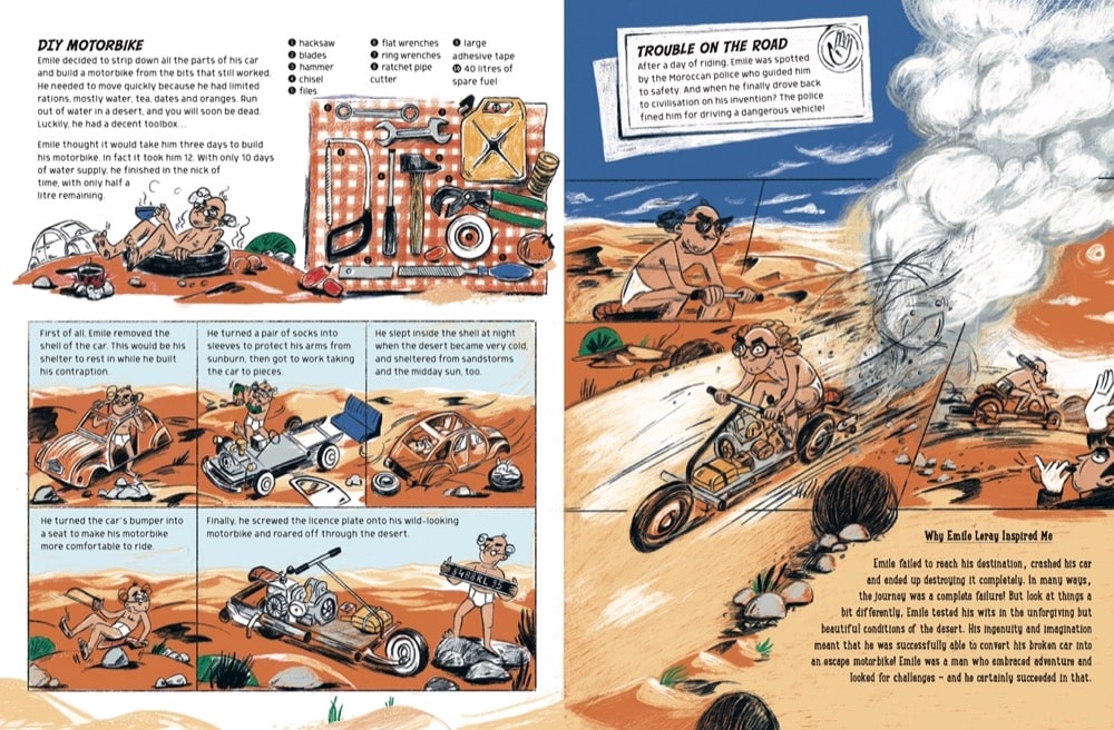 Books by Alastair Humphreys - Against the Odds: The Incredible Struggles of 20 Great Adventurers - A Selection of Pages and Images from the Book