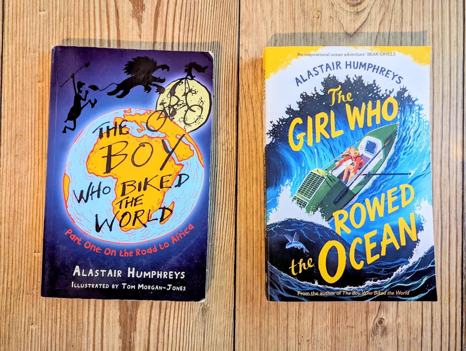 Books by Alastair Humphreys - Kids Adventure Book Bundle - Cover on Wooden Floor Background - Cover on Wooden Floor