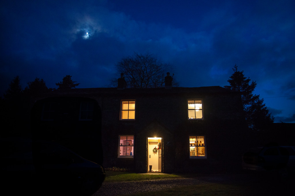 house at night