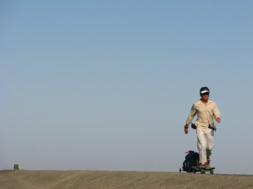 Pushing through endless desert near Turpan, Xinjiang Province, China