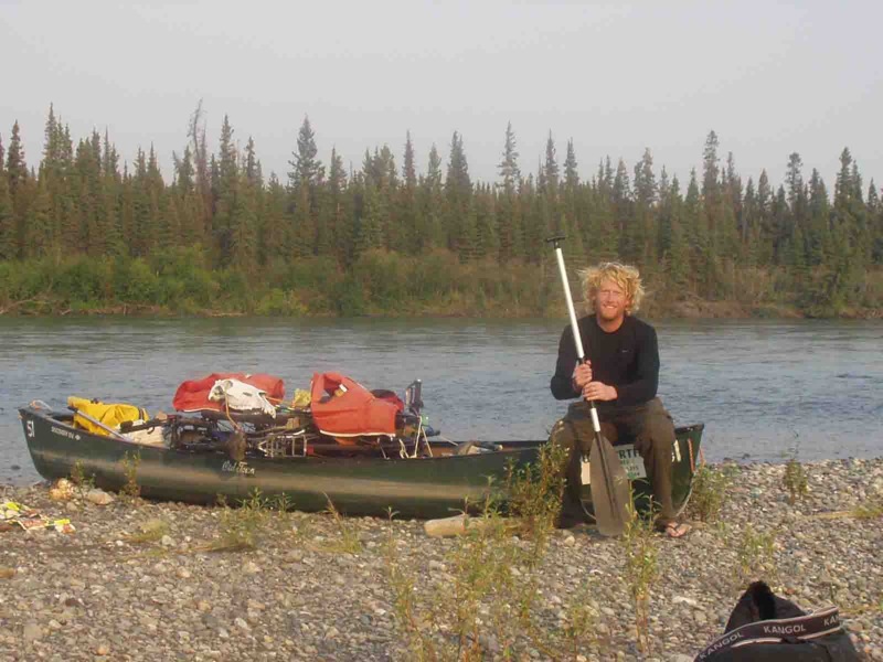 canoeing down the yukon