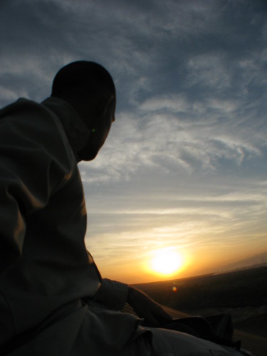 Hiking in the sand dunes near Shanshan, Xinjiang Province, China