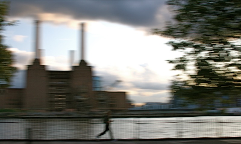 running past Battersea Power Station