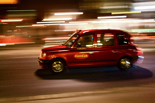 London taxis at night