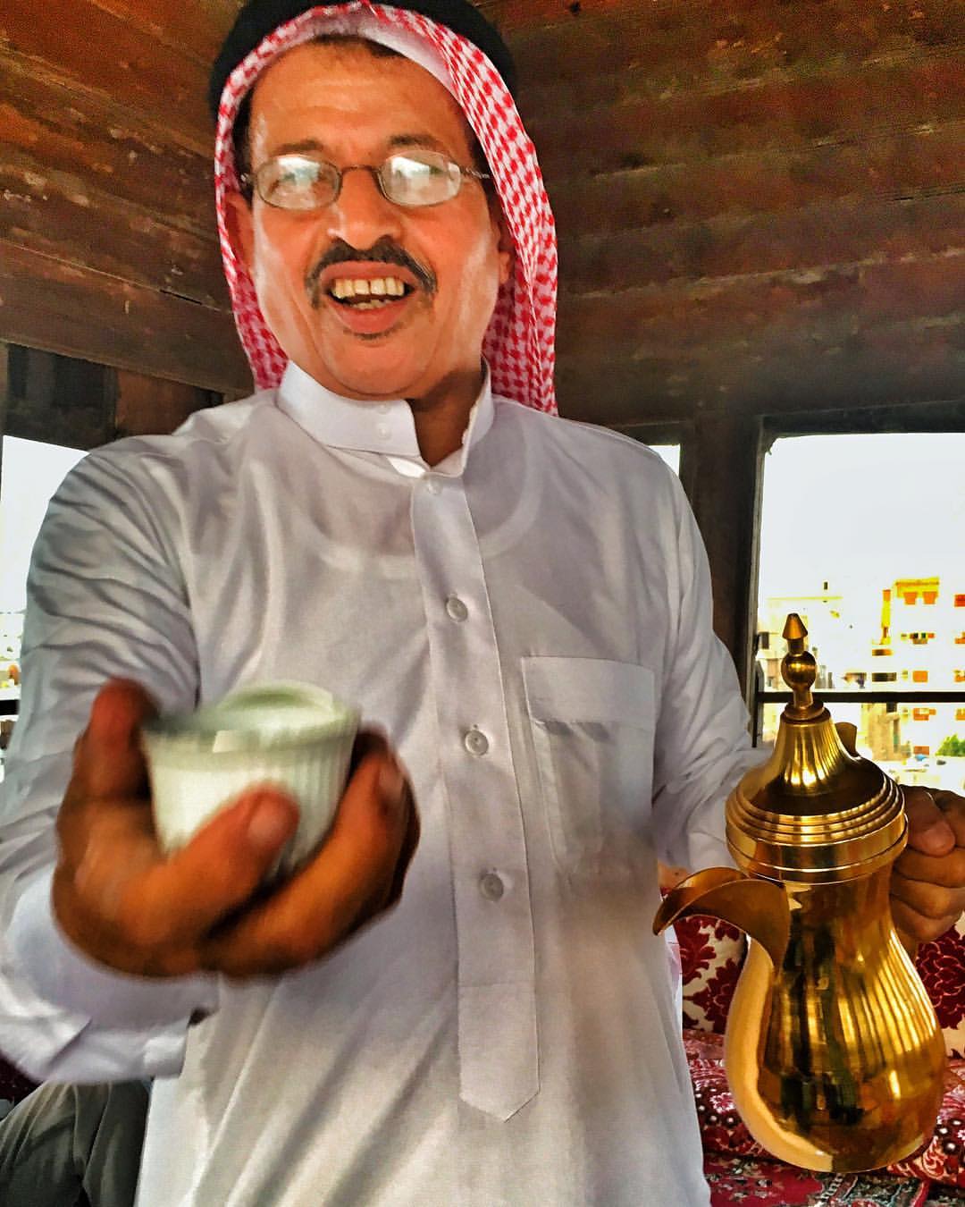 Coffee? The fabulous Sami Nawar, carer, curator and voice piece for the importance of rescuing beautiful old Jeddah from the crass glass shopping mall building obsession.