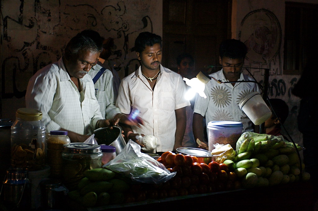 Evening market stall