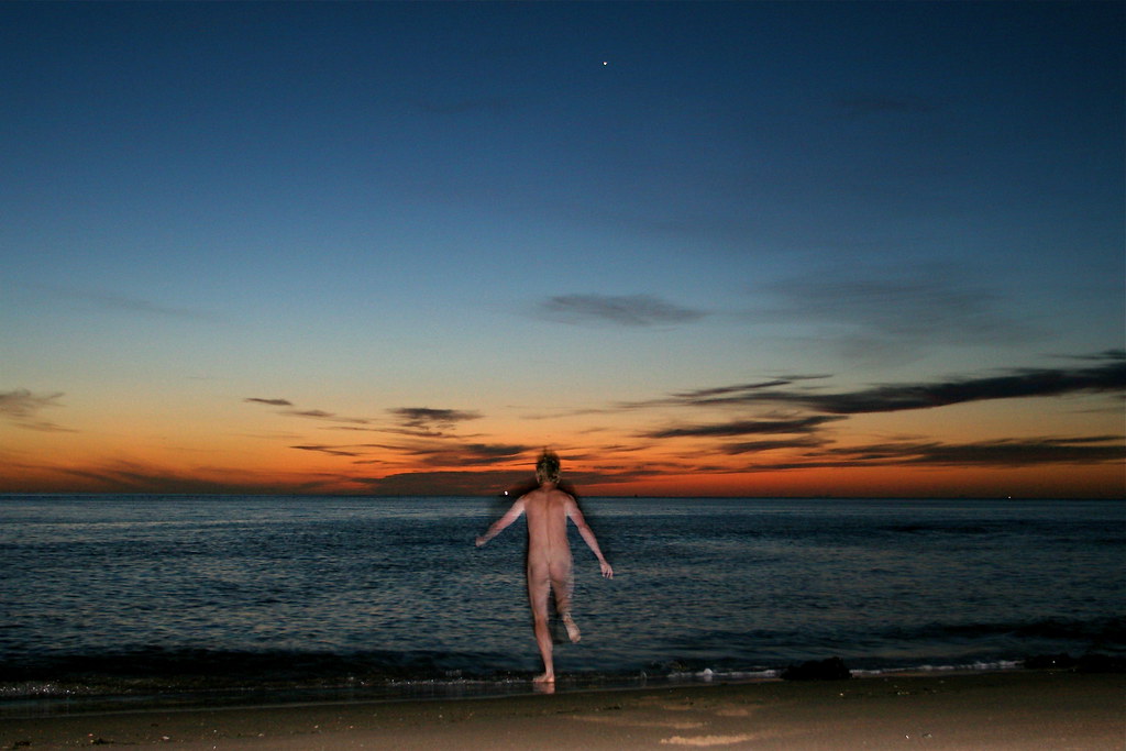 Sunrise skinny dip on Scarborough sands
