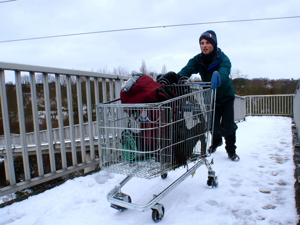 Walking a lap of the M25 - aided by a shopping trolley