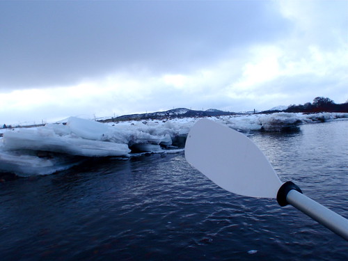 Across Scotland by foot and packraft - ice on the Spey