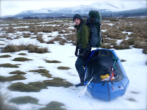 Across Scotland by foot and packraft - heading cross country when the river was frozen