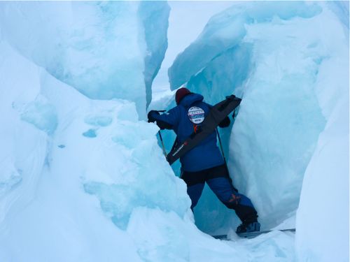 Skiing through sea ice rubble