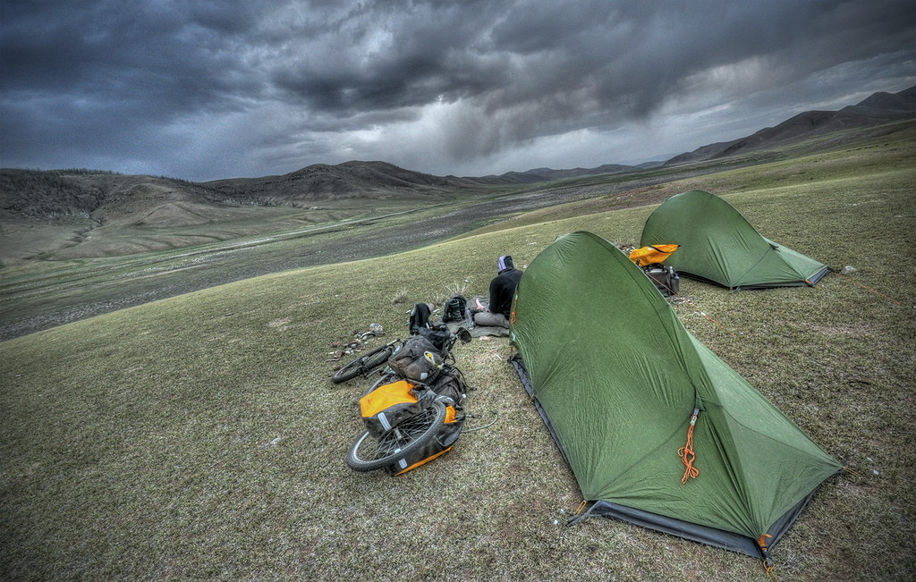 Camping under the stormclouds in Mongolia