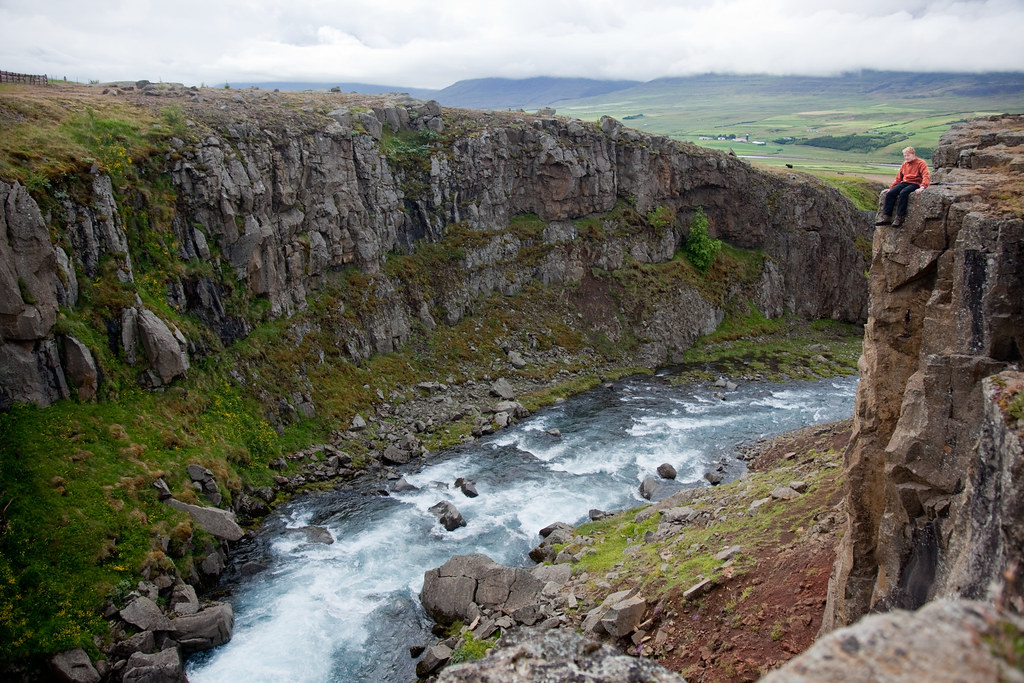 Iceland crossing - cliff top view of the lowland valleys