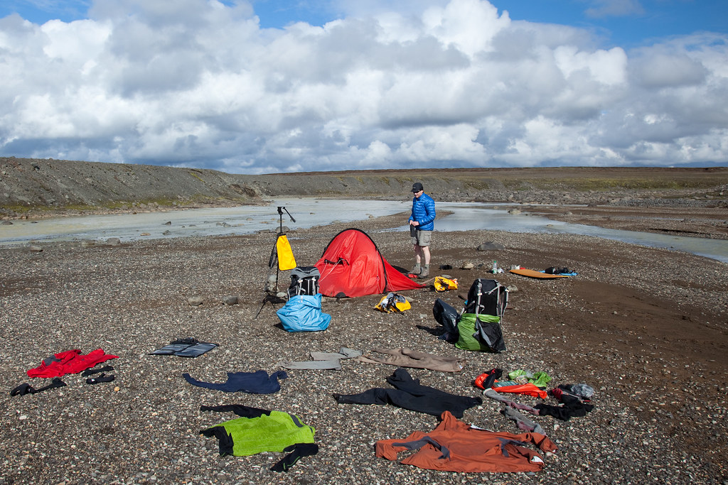 Drying wet kit in rare sunshine