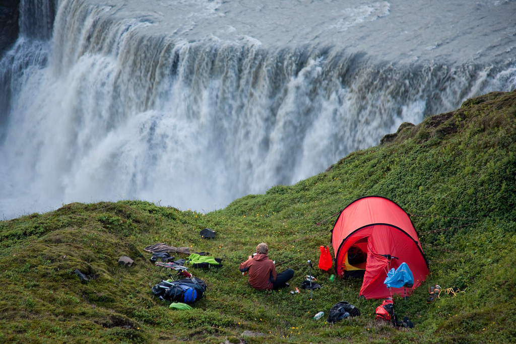 Camping above a waterfall