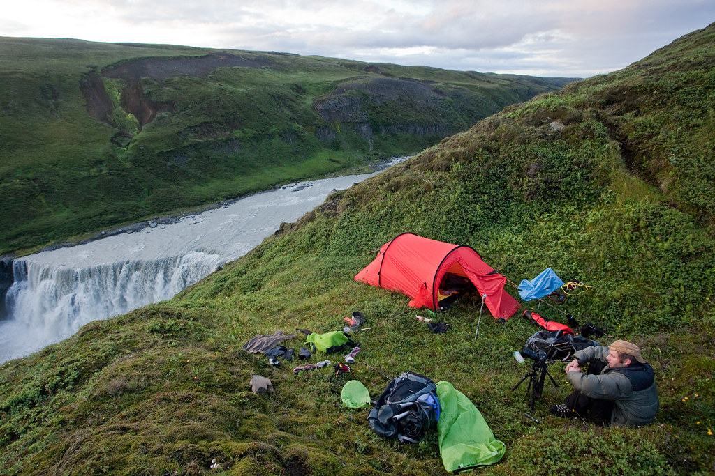 Camping above a waterfall