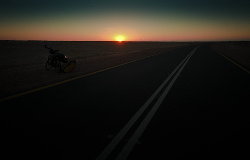 Sudan sunset on the road