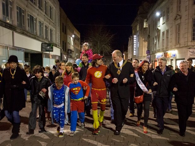 Jamie walking mayor