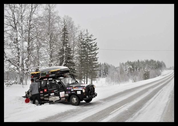 crashed in a snow drift