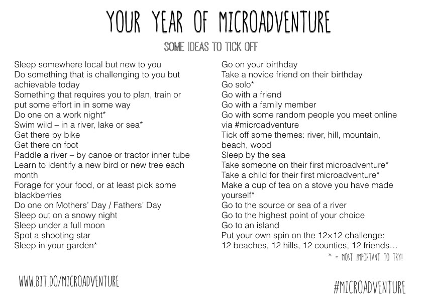 Microadventure ideas